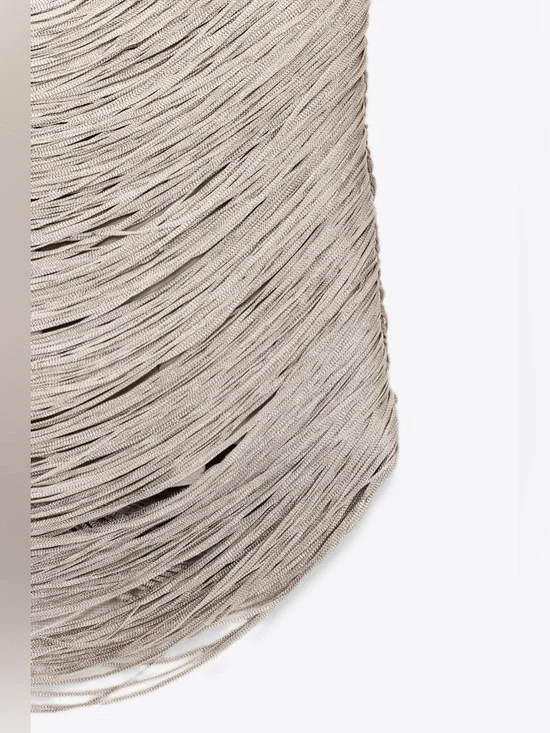 Zara Sleeveless Fringe Shimmer Halter Top in Champagne Pink - Picture 7 of 7